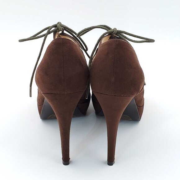 “GUESS” Brown Suede Lace-Up Platform Heels – 4 ½ Inch – Size 7 ½ M - Picture 7 of 8